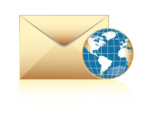 Concepto Correo Global Sobre Entrega Mundial — Vector de stock