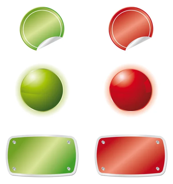 Set Three Web Elements Green Red Colors — Stock Vector