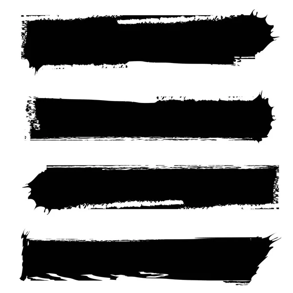 Set Four Grungy Banners Black White — Stock Vector