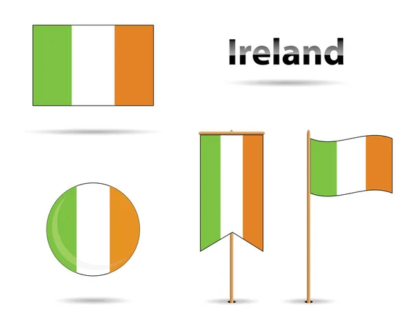 Ensemble Quatre Drapeaux Différents Irlande — Image vectorielle
