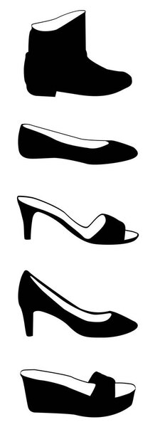 Colorful vector illustration of ladies shoes examples 