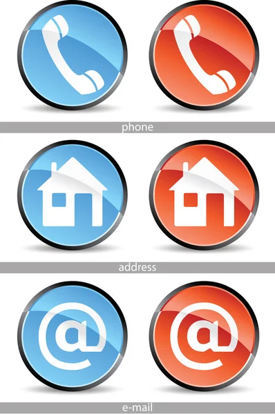 Set Web Contact Buttons Red Blue — Stock Vector