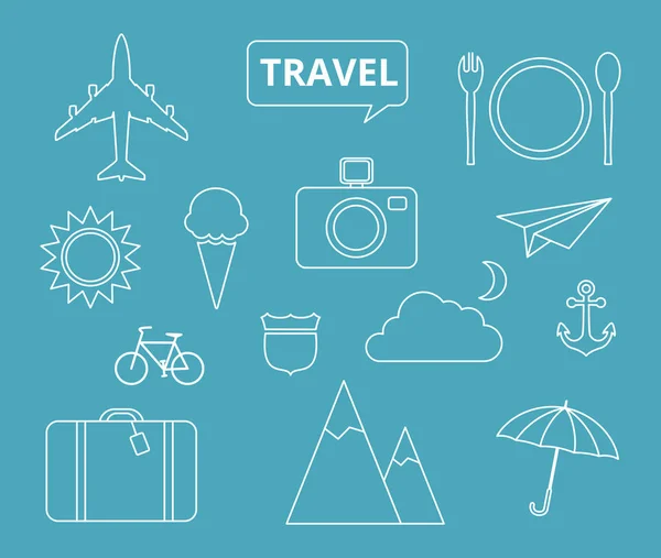 Iconos temáticos de viaje — Vector de stock