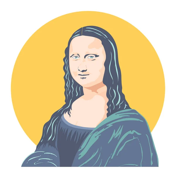 Pop Art Mona Lisa Portrait Cute Colors — Stock Vector