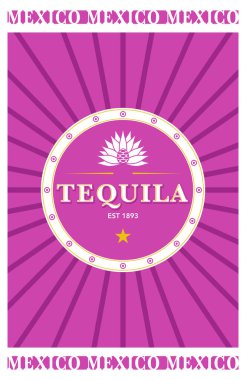 Pembe Meksika tekila etiketi, agave saf likör