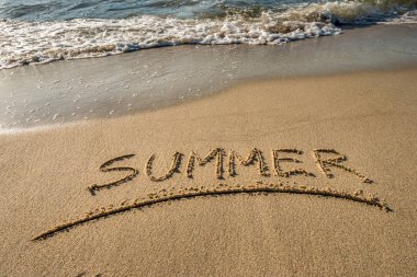 İleti sahil kumu - tatil yaz ve kavram seyahat