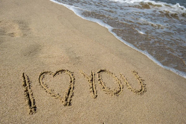 Symbol Love You Written Sand Beach — Stock Photo, Image