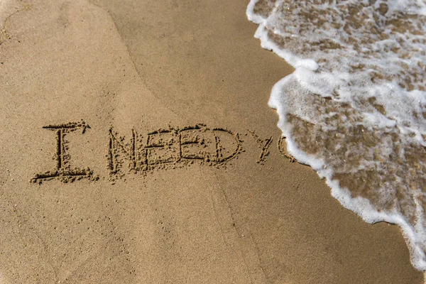 Words Nned You Written Sand Beach — Stock Photo, Image