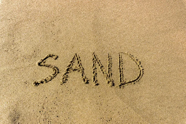 Hand Made Text Sand Beach Inscription Sand Sun Sea — Stock Photo, Image