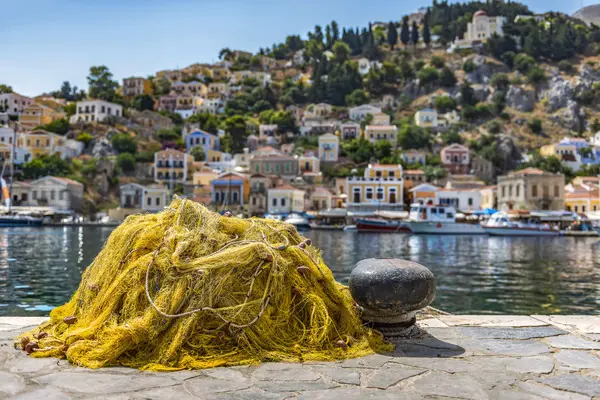 Vieux Filet Pêche Jaune Loin Vous Pouvez Voir Les Petits — Photo