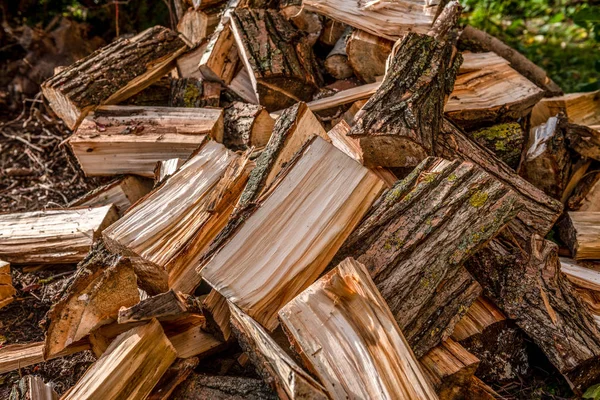 Corte Madera Chimenea Para Calentar Los Días Fríos Invierno — Foto de Stock