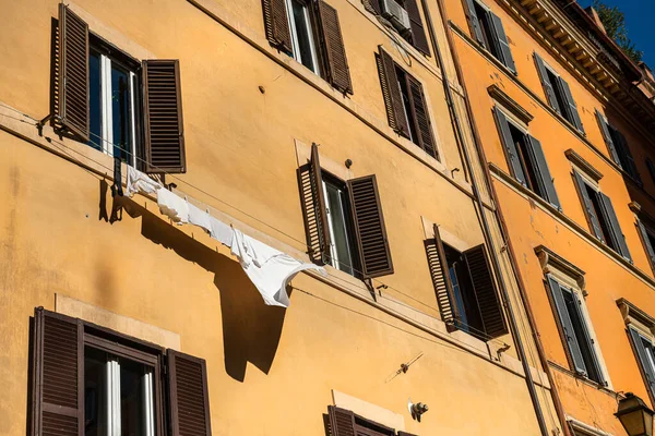 Laundry Hung Windows Building Center Rome Beautiful Decorative Shutters Contrast Obraz Stockowy