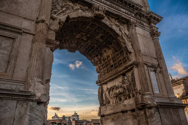 Bellissimo Arco Settimio All Ingresso Del Foro Romano — Foto Stock