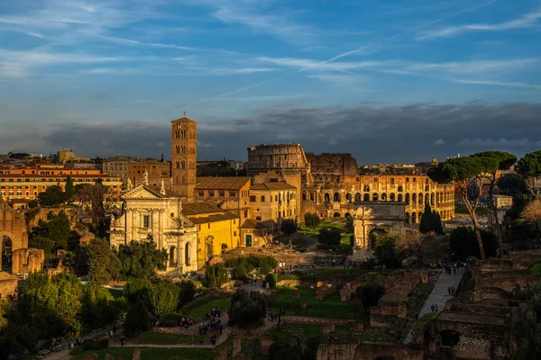 Foro Romano Veduta Verso Coloseum Roma Italia Europa — Foto Stock