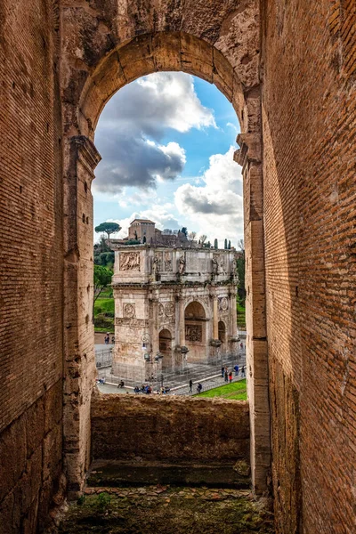 Veduta Dal Colosseo Sulla Piazza Arco Trionfale Costantino Magno Roma — Foto Stock