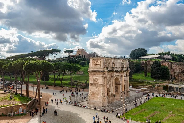 Veduta Dal Colosseo Sulla Piazza Arco Trionfale Costantino Magno Roma — Foto Stock