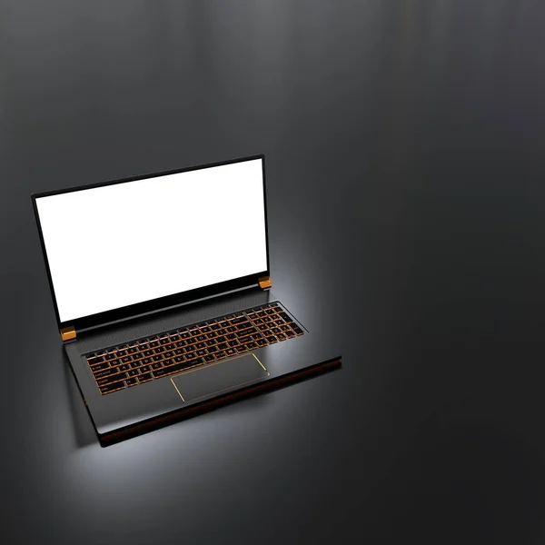 Render Rgb Laptop Vorlage Mit Weißem Bildschirm — Stockfoto