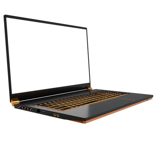 Render Rgb Laptop Vorlage Mit Weißem Bildschirm — Stockfoto