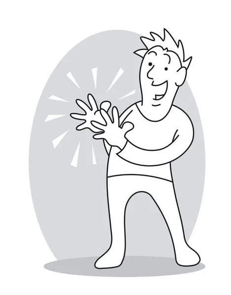 Smiling Man Clapping Hands Cartoon Vector Illustration — Stock Vector