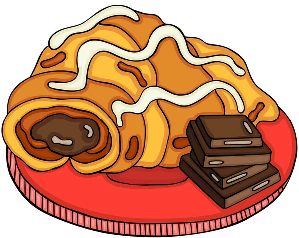 Croissant Čokoládou Červené Desce — Stockový vektor
