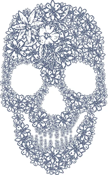 Human Skull Made Flowers — Stock Vector