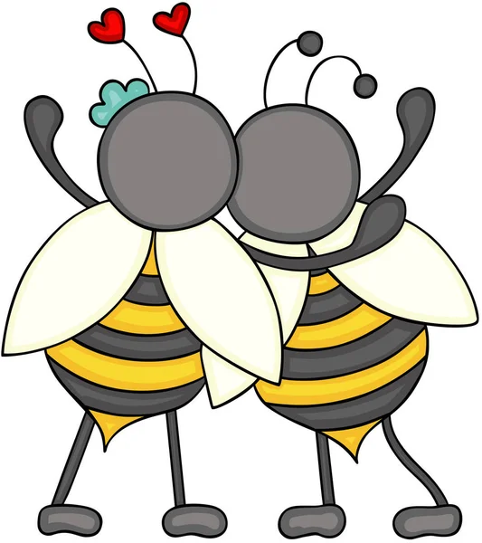 Pár Včel Huggeding Zpět — Stockový vektor