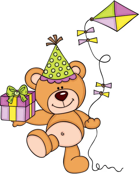 Teddy Bear Festa Aniversário — Vetor de Stock
