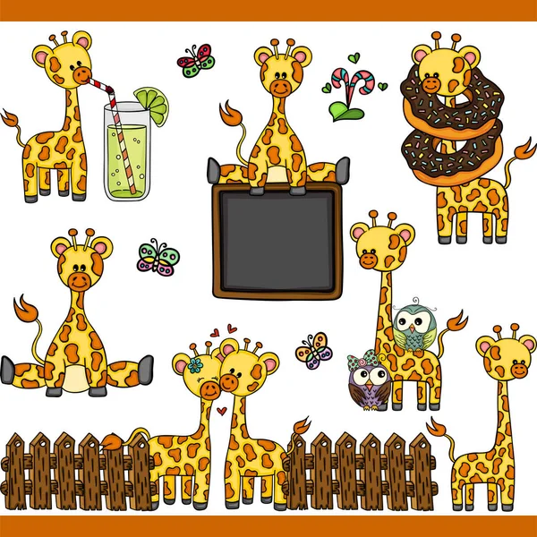 Giraffe Встановити Цифрові Елементи — стоковий вектор