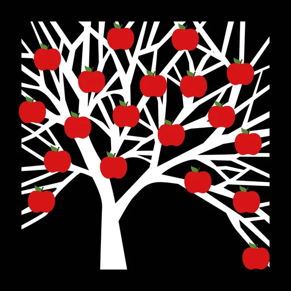 Иконка Дерева Яблоко Черном Фоне — стоковый вектор