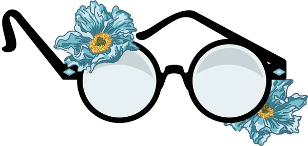 Gafas Redondas Con Flores — Vector de stock