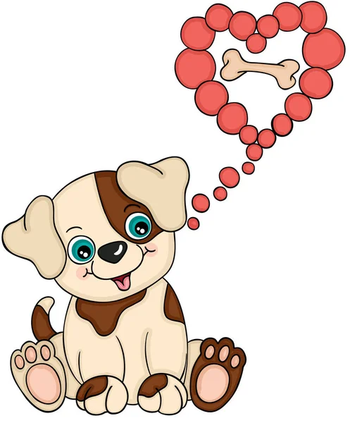 Pequeño Perro Pensando Hueso — Vector de stock