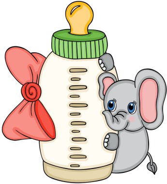 Biberon süt ile sevimli fil