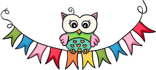 Owl Wih Flag Banner — Stock Vector