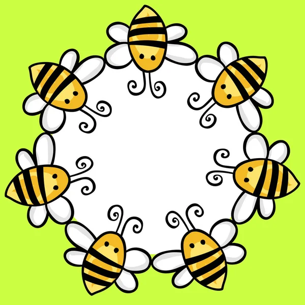 Létající Včely Kolem Rámu — Stockový vektor