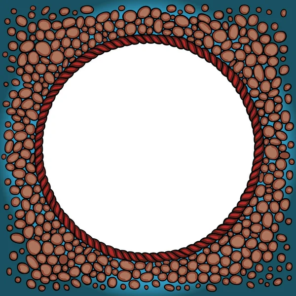 带岩石和绳子的圆形框架背景 — 图库矢量图片