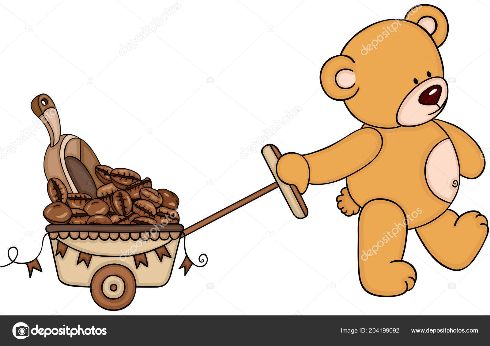 Bamse Dytter Vogn Full Kaffebønner Scoop stockvektor © socris79 #204199092, image size:1600x1131