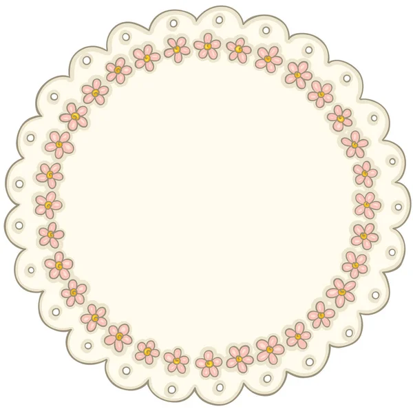 Vintage Étiquette Ronde Dentelle Fleur — Image vectorielle