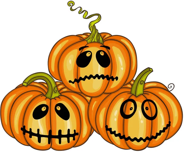 Scalable Vectorial Image Representing Cute Halloween Pumpkins Element Design Illustration — Stock Vector