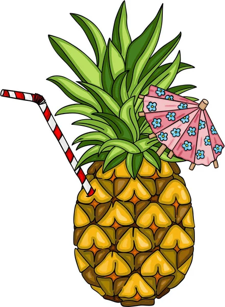 わらし傘とパイナップル — ストックベクタ