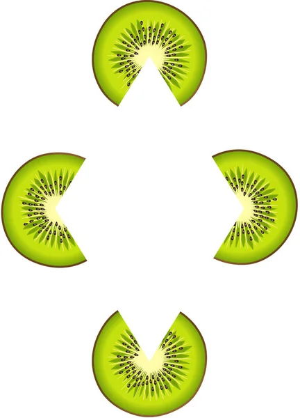 Set Kiwi Fette Forma Diamante Telaio — Vettoriale Stock