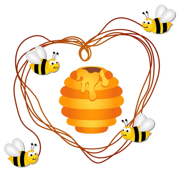 ミツバチのハイブの心を作成します — ストックベクタ