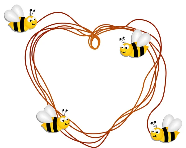 Včely Vytváří Srdce — Stockový vektor