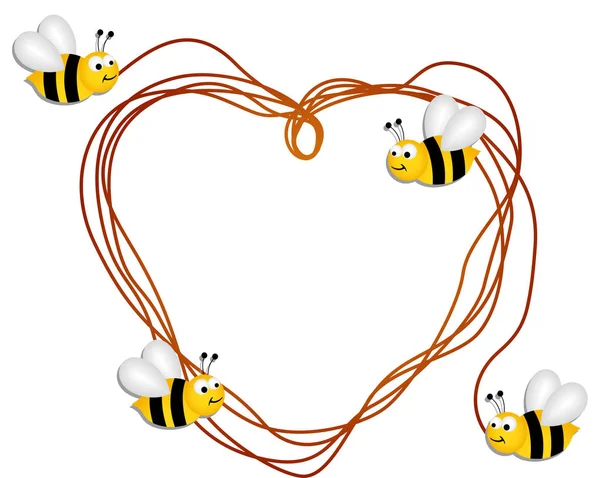 Abejas Creando Corazón — Archivo Imágenes Vectoriales