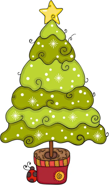 Funny Christmas Pine Tree — Stock vektor