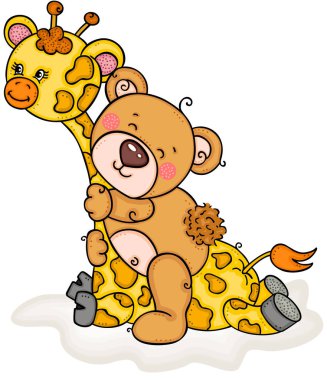 Sevimli Ayıcık üst kısmında bir dostu zürafa kız