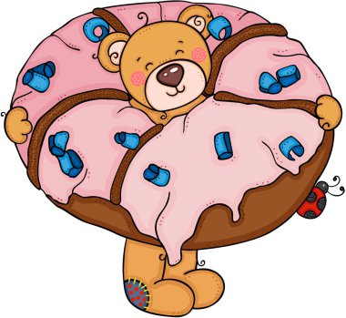 Oyuncak ayı içinde çilek çörek uğur böceği ile