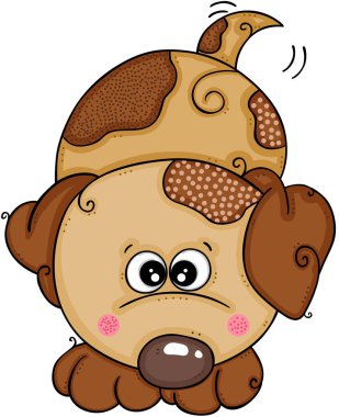 Ölçeklenebilir vektörel sevimli bir kahverengi köpek, öğe için tasarım, temsil eden beyaz arka plan üzerinde illüstrasyon izole.