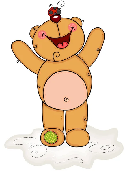 Cheerful Teddy Bear Ladybug — Stock Vector