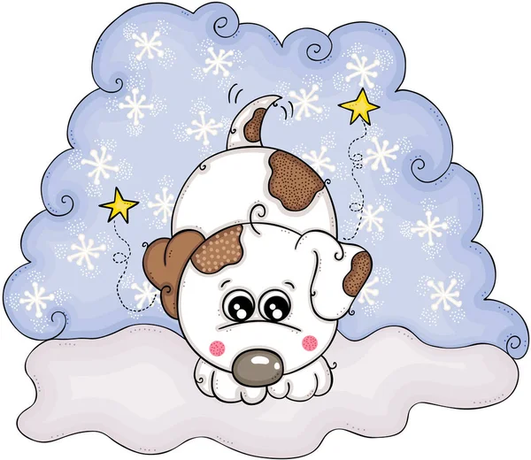 Illustration Cute White Dog — Stock Vector