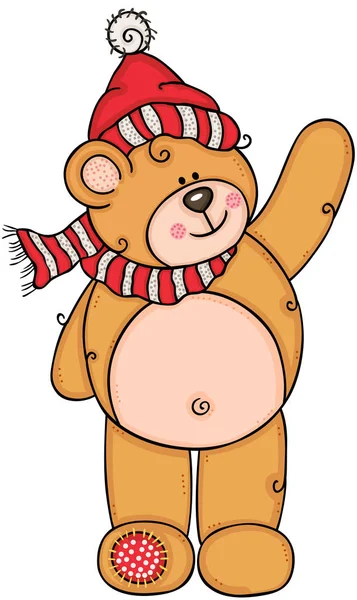 Niedlicher Teddybär Winterkleidung — Stockvektor